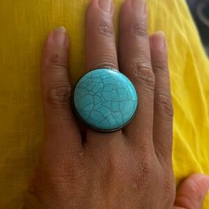 Faux Turquoise Etched Band Ring